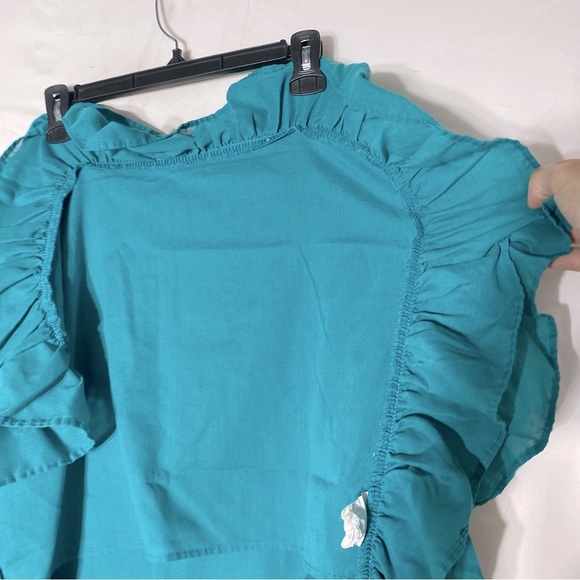 Vintage 90s Teal Pillowcases With Ruffle Trim x2 - Picture 14 of 16